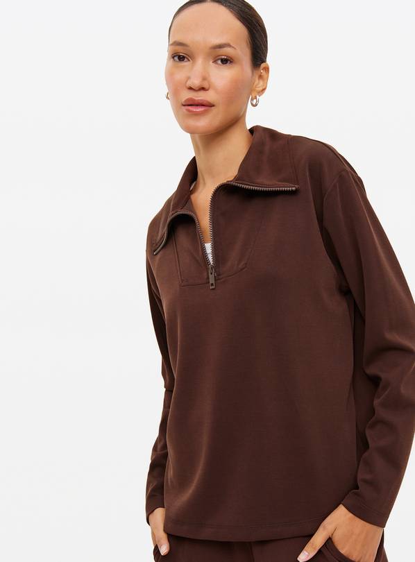 Brown Quarter Zip Sweatshirt XXL